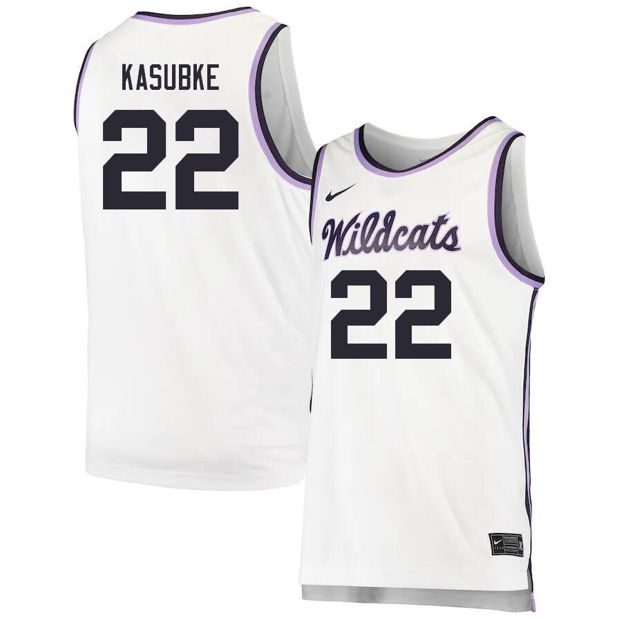 Men #22 Luke Kasubke Kansas State Wildcats College Basketball Jerseys Sale-White